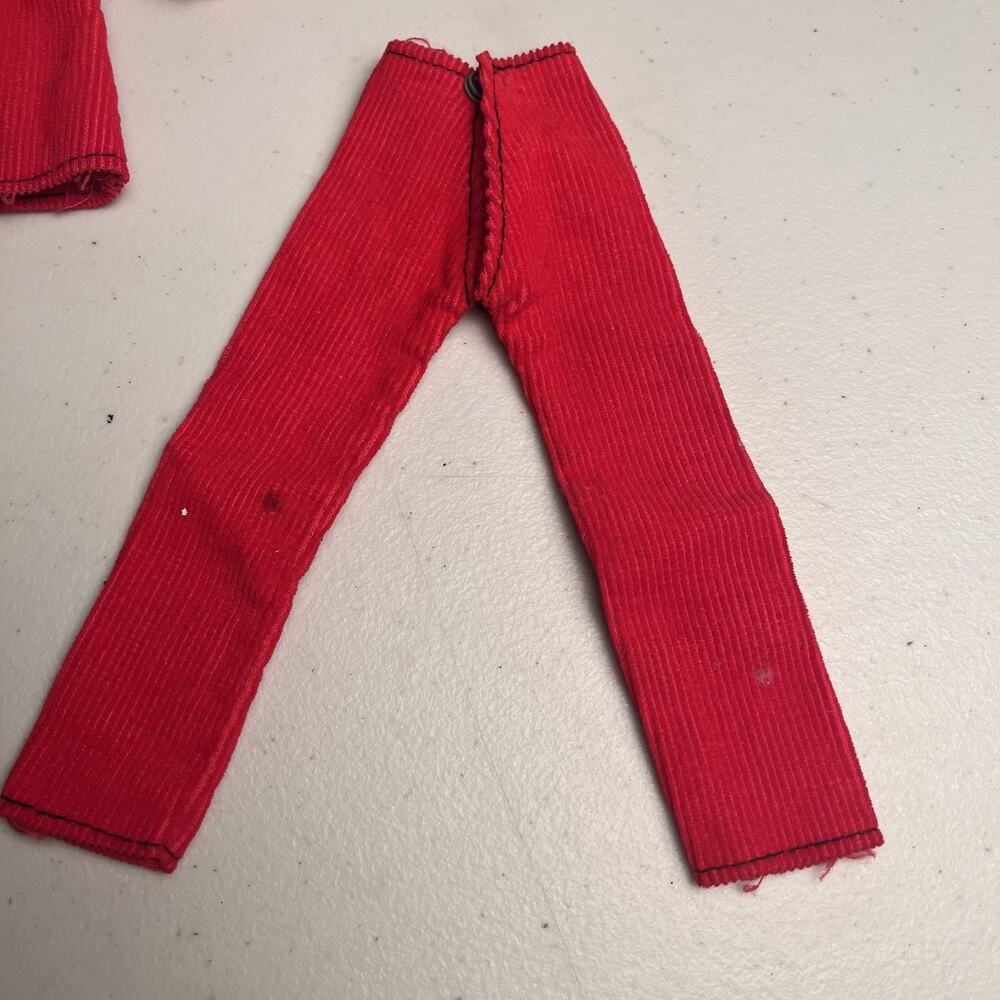 Vintage Barbie Red Corduroy Hooded Winter Coat & Pants Outfit Set MISSING Button - Picture 7 of 9